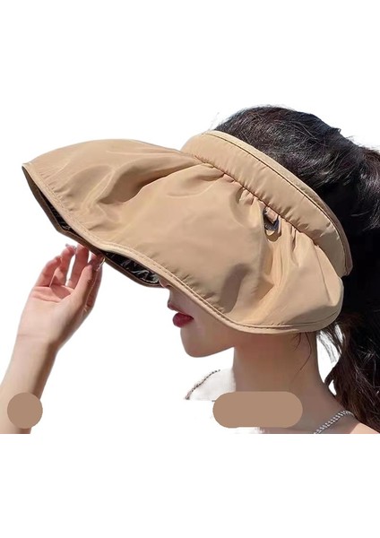 Yeni Katlanabilir Güneş Şapkası Siyah Plastik Kabuklu Güneş Şapkası Büyük Siperlikli Şık Tüm Uyumlu Boş Üst Güneş Şapkası Kadınlar Için (Yurt Dışından)
