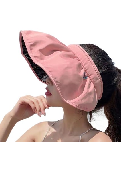 Yeni Katlanabilir Güneş Şapkası Siyah Plastik Kabuklu Güneş Şapkası Büyük Siperlikli Şık Tüm Uyumlu Boş Üst Güneş Şapkası Kadınlar Için (Yurt Dışından)