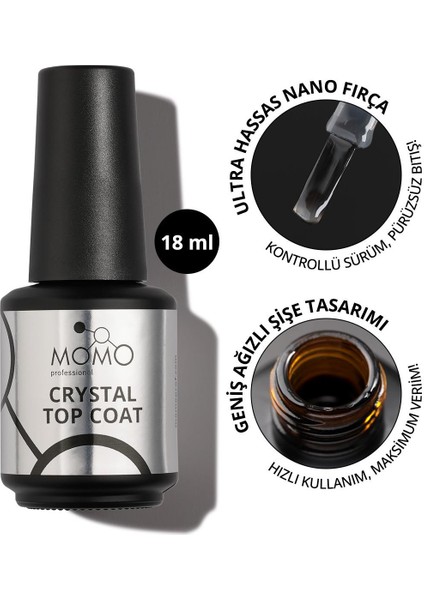 Kalıcı Oje Için Crystal Top Coat, Nano Fırçalı, 18 ml
