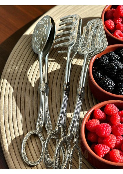 Lüks 3'lü Maşa Servis Sunum Seti Şık Sofralar Için Metal Servis Kaşığı/servis Maşası/servis Çatalı