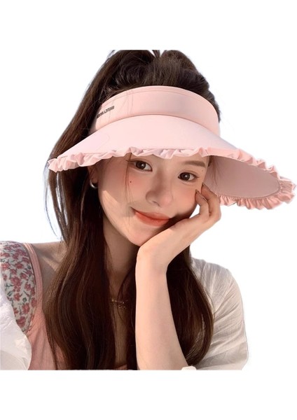 Kadınlar Için Yazlık Anti-Ultraviyole Yeni Stil Buz Ipek Güneş Şapkası Boş Üst ve Geniş Siperlikli Güneş Şapkası (Yurt Dışından)