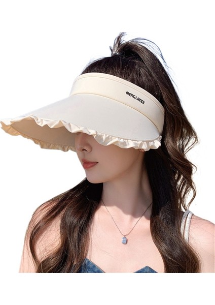 Kadınlar Için Yazlık Anti-Ultraviyole Yeni Stil Buz Ipek Güneş Şapkası Boş Üst ve Geniş Siperlikli Güneş Şapkası (Yurt Dışından)