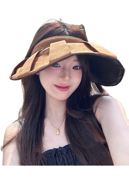 Kadınlar Için Yaz Aylarında Güneşten Korunma ve Uv Koruması Sağlayan, Yüzü Geniş Kenarlı Güneş Şapkasıyla Kapatan Siyah Plastik Kabuklu Şapka (Yurt Dışından)