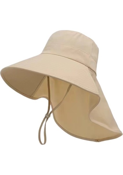 Kadınlar Için Yeni Güneş Şapkası Açık Havada Ultraviyole Işınlarına Karşı Geniş Kenarlı Güneş Şapkası Boyun Koruma Şal Entegre (Yurt Dışından)