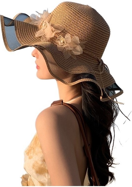 Yeni Stil Şapka Kadın Dantel Çiçek Hasır Şapka Yaz Büyük Siperlikli Güneş Şapkası Deniz Kenarı Plaj Güneş Şapkası (Yurt Dışından)