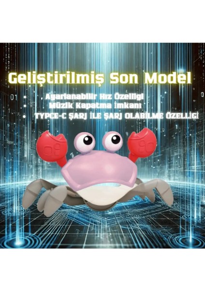 Emeklemeye Yardımcı 3 Hız Kademeli Kapatıp Açılabilen Müzikli Sensörlü Şarjlı Yengeç Oyuncak (Sarı) fiyatları