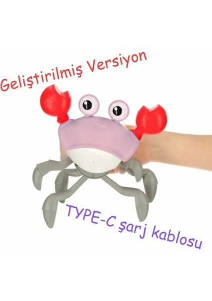 Emeklemeye Yardımcı 3 Hız Kademeli Kapatıp Açılabilen Müzikli Sensörlü Şarjlı Yengeç Oyuncak (Sarı) modelleri