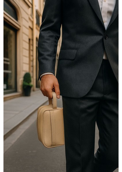 Çift Kulplu Deri Görünümlü Erkek El Çantası