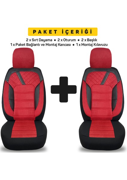 Kia Ceed Hatchback 2006-2012 Uyumlu 1+1 Kırmızı Tay Tüyü Koltuk Kılıfı modelleri