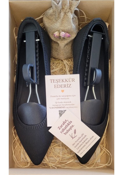 Kadın Siyah Babet – Rahat & Şık Flyknit Kumaş