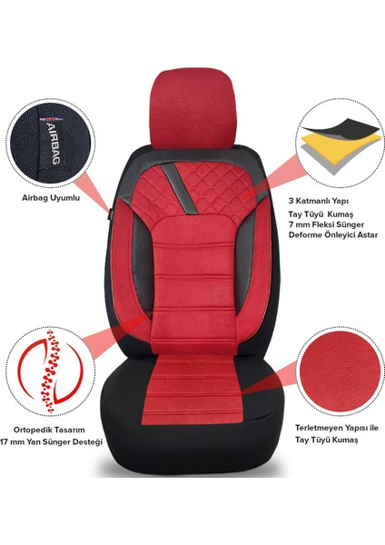 Seat Altea 2004-2015 Uyumlu 1+1 Kırmızı Tay Tüyü Koltuk Kılıfı fiyatları