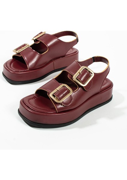 Dolgu Topuklu Çift Bantlı Tokalı Kadın Sandalet fiyatları