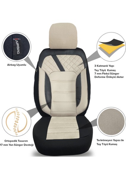 Seat Leon 2 1p 2005-2012 Uyumlu 1+1 Krem Tay Tüyü Koltuk Kılıfı fiyatları