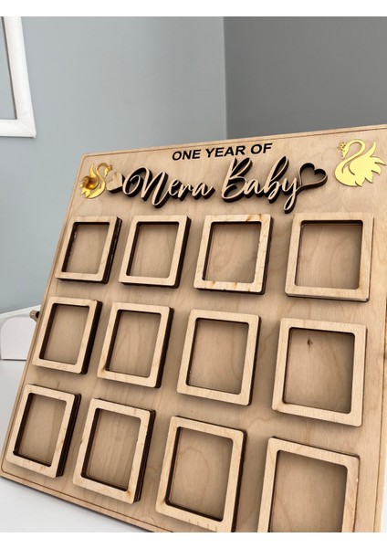 Isme Özel El Yapımı Huş Ağacı Yenidoğan Hatıra Panosu -12 Karelik Yenidoğan Anı Panosu modelleri