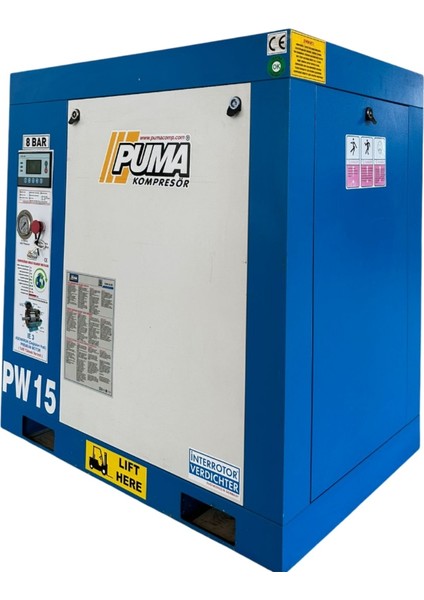 PW15 Vidalı Hava Kompresörü 15 Hp-11 Kw 8-10 Bar