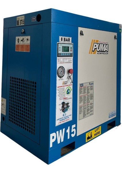 PW15 Vidalı Hava Kompresörü 15 Hp-11 Kw 8-10 Bar fiyatları