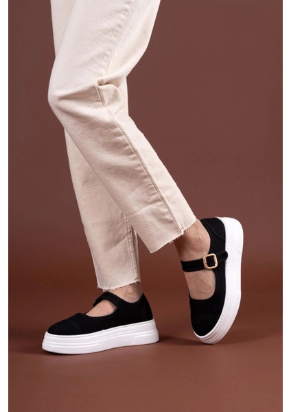 Lunni Siyah Keten Spor Ayakkabı