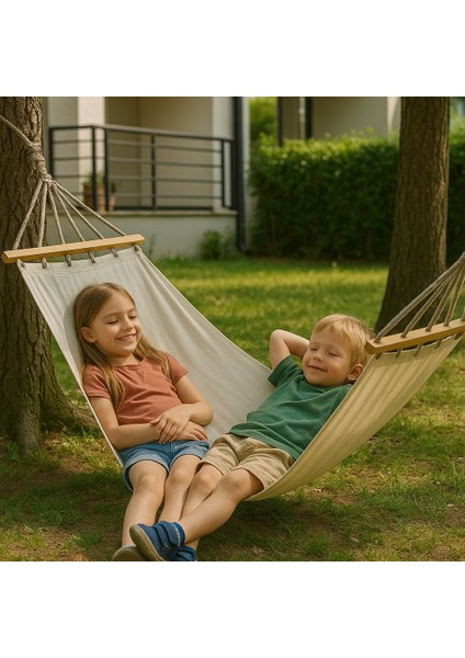 Tek Kişilik Kumaş Hamak Dayanıklı Yıkanabilir Bahçe Hamağı 95X180 cm