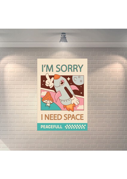 Collage I Need Space Dekoratif Retro Ahşap Poster