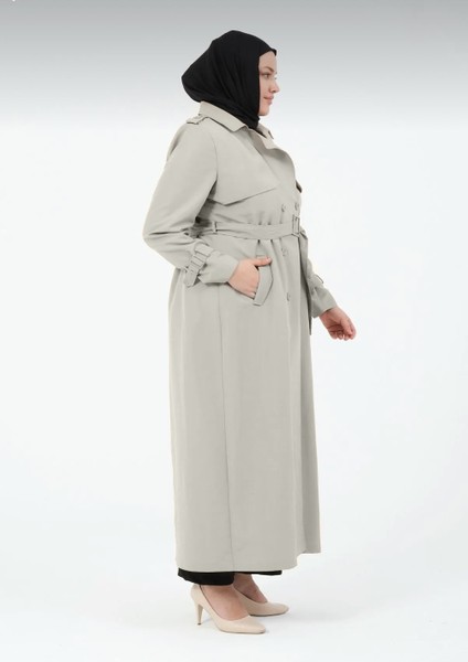 Evin Kadın Büyük Beden Koton Kumaş Kemerli Trençkot fiyatları