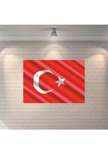 Türk Bayrağı Dalgalı Dekoratif Ahşap Poster