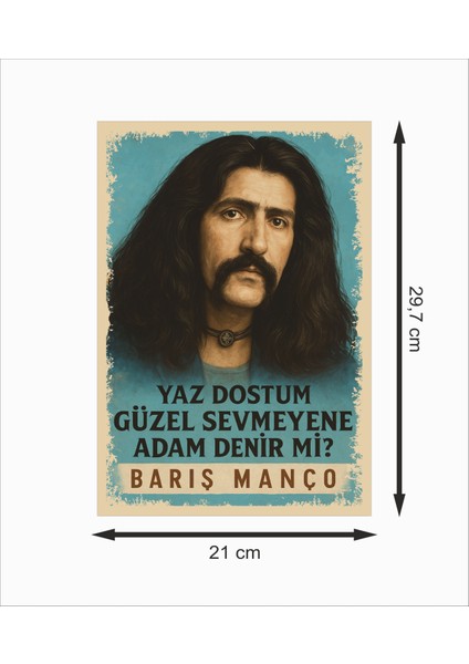 Barış Manço Yaz Dostum Dekoratif Retro Ahşap Poster fiyatları