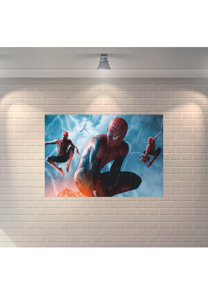 Örümcek Adamlar Bir Arada Dekoratif Ahşap Poster
