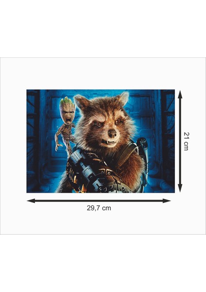 Galaksinin Koruyucuları Roket Rakun ve Mad Groot Dekoratif Ahşap Poster fiyatları