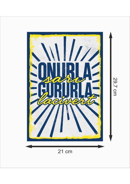 Fenerbahçe Onurla Sarı Gururla Lacivert Dekoratif Retro Ahşap Poster fiyatları