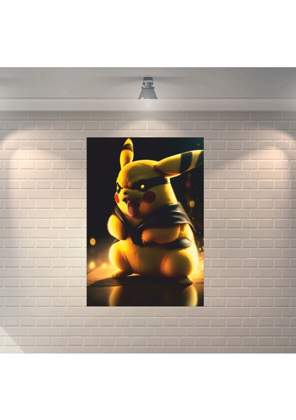Pikachu Savaşçı Dekoratif Ahşap Poster