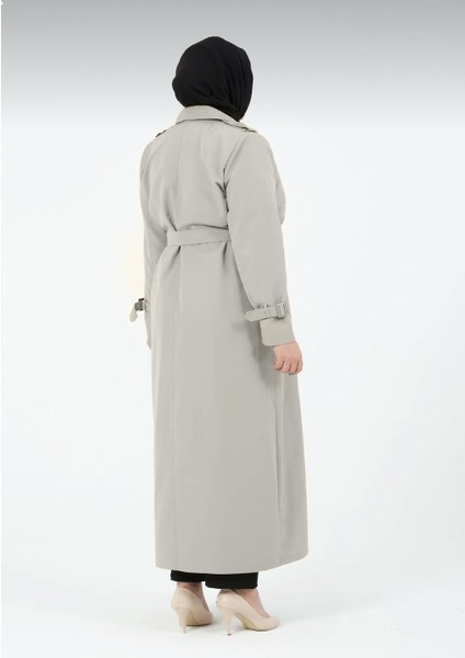 Evin Kadın Büyük Beden Koton Kumaş Kemerli Trençkot fırsatları