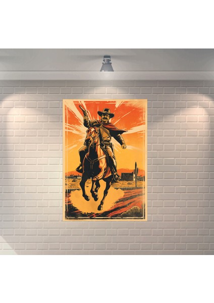 Kovboy Dekoratif Retro Ahşap Poster