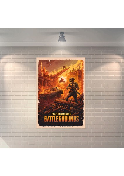 Pubg 1 Dekoratif Retro Ahşap Poster