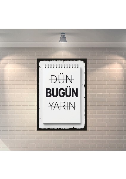 Dün Bugün Yarın Dekoratif Retro Ahşap Poster