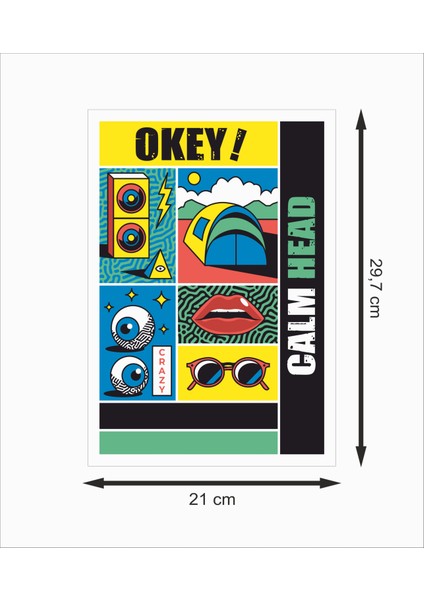 Collage Pop Art Calm Head Dekoratif Retro Ahşap Poster fiyatları