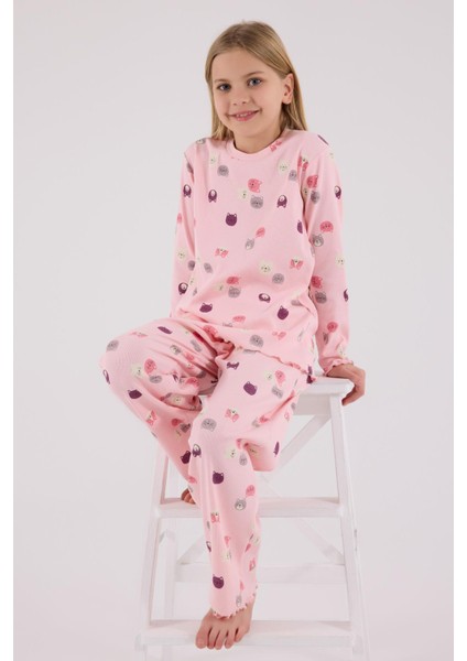 Kız Çocuk Kaşkorse Pijama Takım, %95 Pamuk %5 Elastan
