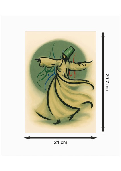 Semazen Tasavvuf Yeşil Dekoratif Ahşap Poster fiyatları