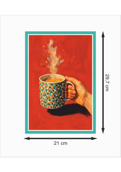 Kahve Bardağı Renkli Çerçeve Görünümlü Dekoratif Retro Ahşap Poster fiyatları