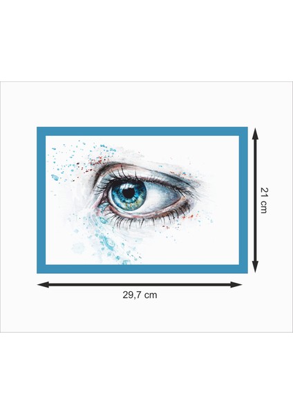 Göz Suluboya Mavi Dekoratif Ahşap Poster fiyatları