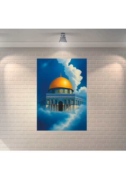 Kudüs Bulutlar Arasında Dekoratif Retro Ahşap Poster