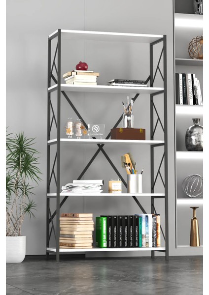 5 Raflı Dekoratif Kitaplık 180 cm Beyaz fiyatları