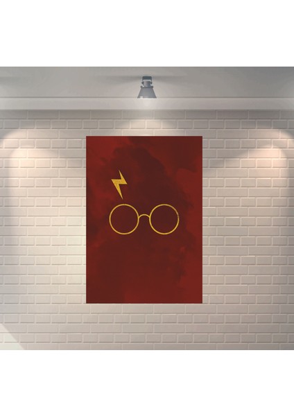 Harry Potter Gözlük Şimşek Logo Dekoratif Retro Ahşap Poster