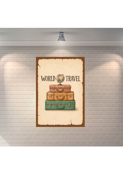 Seyahat World Travel 1 Dekoratif Retro Ahşap Poster