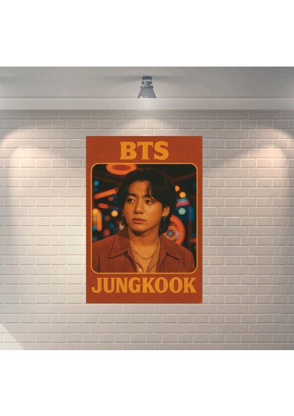 Bts Jungkook Dekoratif Retro Ahşap Poster