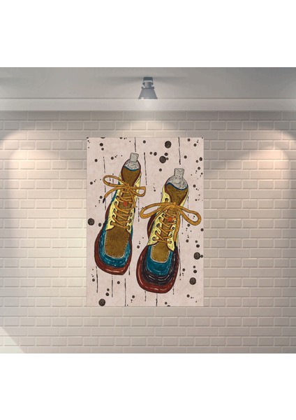 Bot Ayakkabı Dekoratif Retro Ahşap Poster