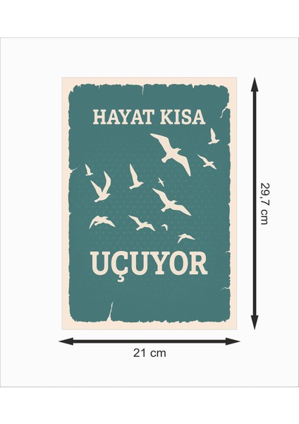 Hayat Kısa Kuşlar Uçuyor Dekoratif Retro Ahşap Poster fiyatları