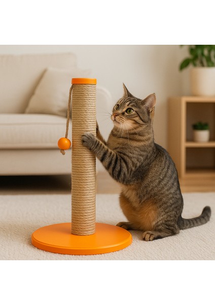 Tangerine – Doğal Ahşap 50 cm Renkli Kapaklı Jüt Kedi Tırmalama Direği indirimleri
