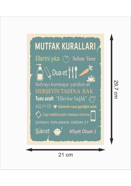Mutfak Kuralları Dekoratif Retro Ahşap Poster fiyatları