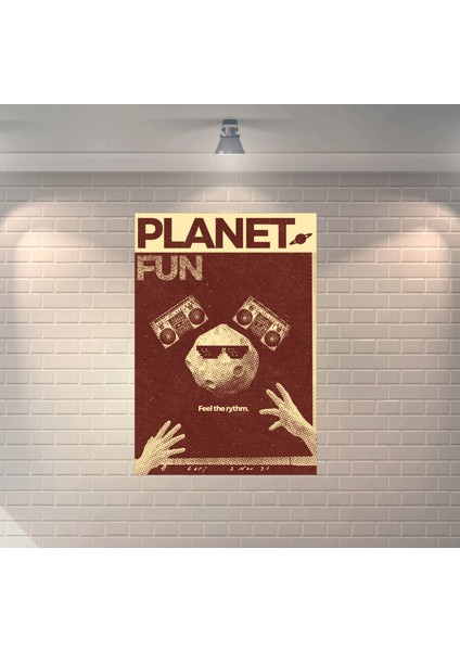 Collage Müzik Feel The Rythm Dekoratif Retro Ahşap Poster