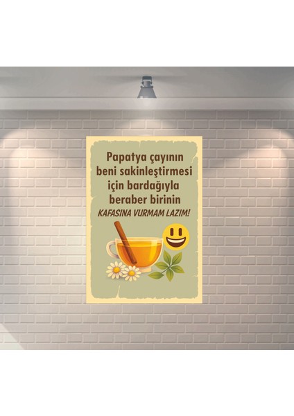 Papatya Çayı Dekoratif Retro Ahşap Poster
